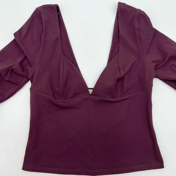 Women’s Free People Duo Corset Long Sleeve Crop Top (Plum) Size Medium - Picture 6 of 13